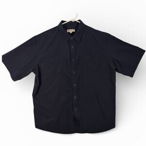 Orvis Mens XXL Navy Solid Short Sleeve Button Down Tech Shirt